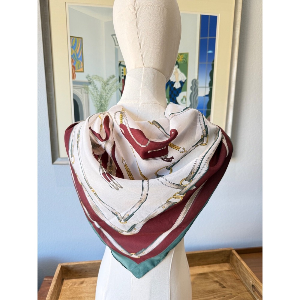 Malabar Vintage Equestrian Saddle‎ Scarf Square Made in Italy 26"